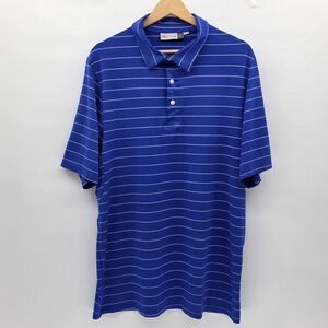 KJUS Polo Shirt Mens Extra Large 54 Blue Striped Short Sleeve Performance UPF 50